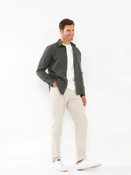 Мужская куртка-рубашка из габардина стандартной посадки с длинными рукавами LC Waikiki Basic