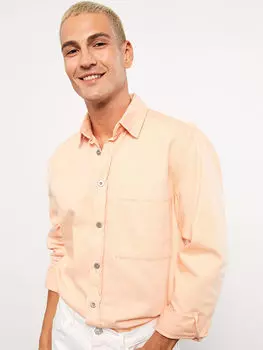 Мужская куртка-рубашка из габардина стандартной посадки с длинными рукавами LCW Casual