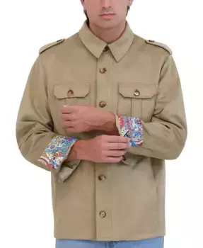 Мужская куртка-рубашка утилитарная из искусственной замши Robert Graham, коричневый/бежевый