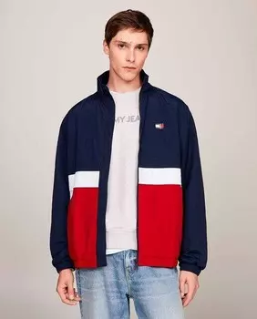 Мужская куртка с цветными блоками на молнии Tommy Jeans, темно-синий