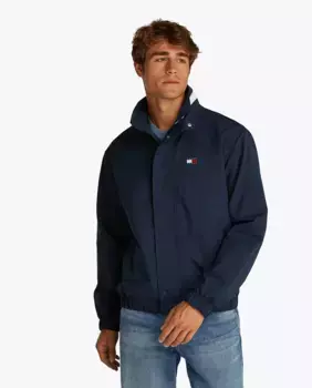 Мужская куртка с фирменной отделкой на воротнике и свободным кроем Tommy Jeans, тёмно-синий