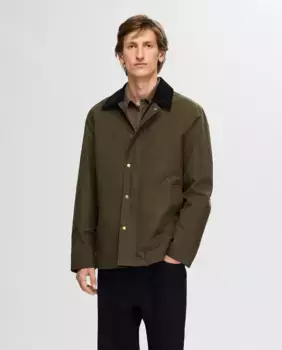 Мужская куртка с итальянским воротником Selected, цвет Verde Militar