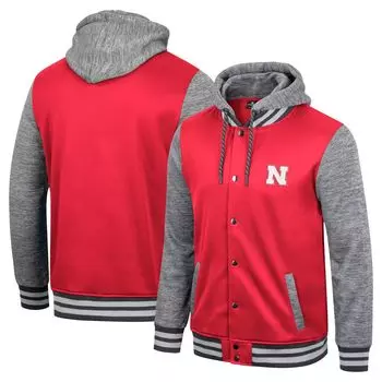 Мужская куртка с капюшоном и застежкой на пуговицы Scarlet Nebraska Huskers Robinson Colosseum