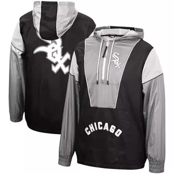 Мужская куртка с капюшоном Mitchell & Ness Black Chicago White Sox Highlight Reel, ветровка с молнией на половину длины