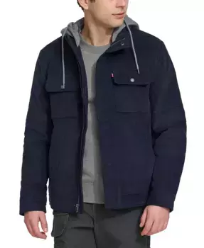 Мужская куртка с капюшоном на молнии из вельвета Levi's, синий