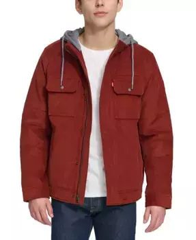 Мужская куртка с капюшоном на молнии из вельвета Levi's, красный