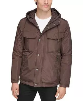 Мужская куртка с карманом на молнии во всю длину и капюшоном Kenneth Cole, коричневый