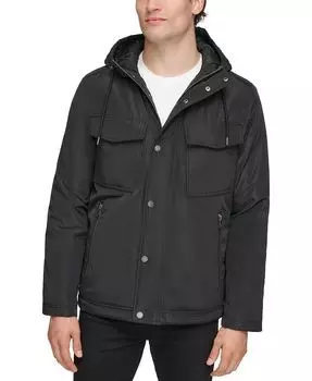Мужская куртка с карманом на молнии во всю длину и капюшоном Kenneth Cole, черный