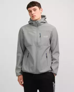 Мужская куртка с контрастной боковой деталью и застежкой-молнией Jack & Jones, серый