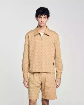 Мужская куртка с молнией Square Cross Sandro, бежевый