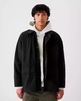 Мужская куртка с остроконечным воротником и молнией спереди Gap, черный