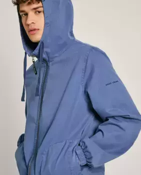 Мужская куртка с регулируемым капюшоном и застежкой-молнией Pepe Jeans, синий