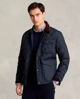 Мужская куртка с рубашечным воротником и застежкой-молнией Polo Ralph Lauren, темно-синий