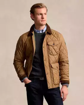Мужская куртка с рубашечным воротником и застежкой-молнией Polo Ralph Lauren, коричневый