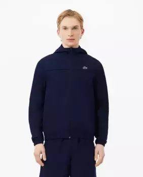 Мужская куртка SPORT из переработанного волокна с капюшоном и молнией Lacoste, тёмно-синий