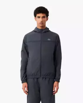 Мужская куртка SPORT из переработанного волокна с капюшоном и молнией Lacoste, темно-серый