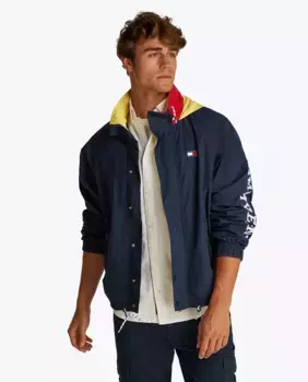 Мужская куртка свободного кроя с цветовыми блоками Tommy Jeans, тёмно-синий