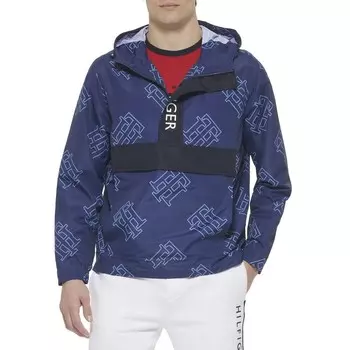 Мужская куртка Tommy Hilfiger Taslan Popover с капюшоном, цвет Navy Print