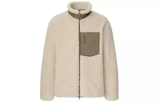 Флисовая куртка с длинными рукавами и застежкой-молнией Uniqlo, 31 бежевый
