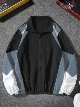 Мужская куртка в стиле колор-блок Hypemode, молния спереди Manfinity, синий