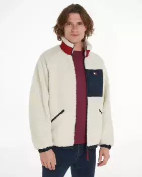 Мужская куртка в стиле шерпа на молнии Tommy Jeans, цвет Crudo