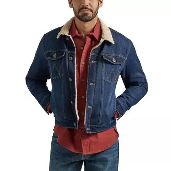 Мужская куртка Wrangler на подкладке из шерпы, цвет Dark Denim