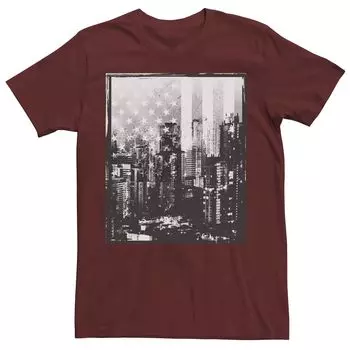 Мужская кв. Футболка Skyline с американским флагом 9 в рамке Apt. 9