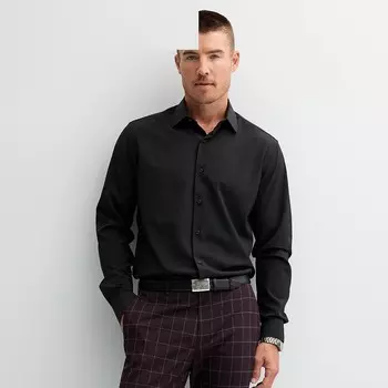 Мужская кв. Классическая рубашка 9 Regular-Fit Performance, устойчивая к морщинам Apt. 9, цвет Black Solid