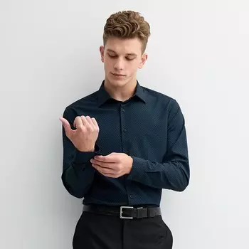 Мужская кв. Классическая рубашка 9 Regular-Fit Performance, устойчивая к морщинам Apt. 9, цвет Shell Blue Black Geo