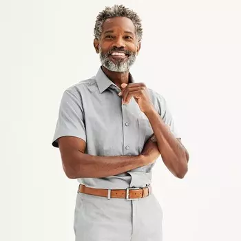 Мужская кв. Классическая рубашка обычного кроя с короткими рукавами 9 Premier Flex Apt. 9, цвет Steel