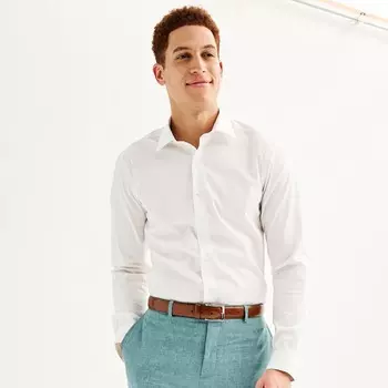 Мужская кв. Классическая рубашка узкого кроя 9 без морщин Apt. 9, цвет Studio White