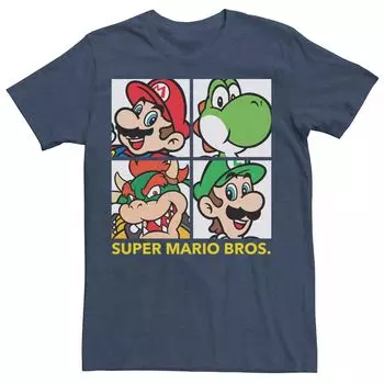 Мужская квадратная футболка с графическим рисунком Super Mario Bros Retro в стиле ретро Licensed Character