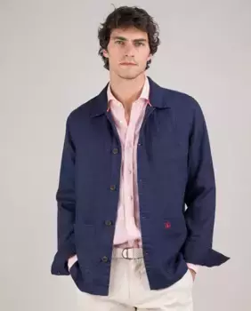 Мужская льняная одежда крашеная верхняя рубашка El Ganso, синий