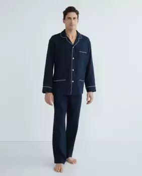 Мужская льняная пижама с длинными рукавами и длинными брюками Emidio Tucci, синий