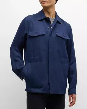 Мужская льняная полевая куртка Oasi ZEGNA, цвет Navy Solid