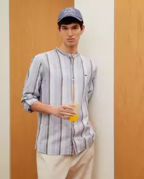 Мужская льняная полосатая рубашка Green Coast, синий