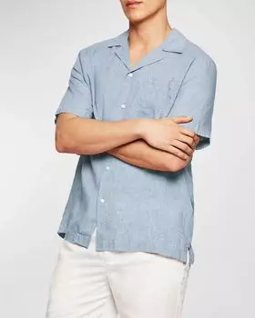 Мужская льняная рубашка Angelo Camp Frescobol Carioca, цвет 05 Baby Blue