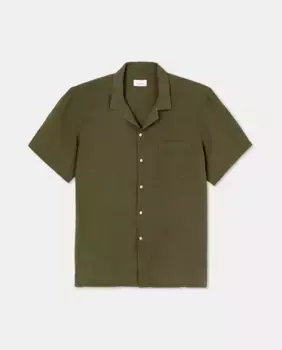 Мужская льняная рубашка больших размеров с короткими рукавами Emidio Tucci, цвет Kaki