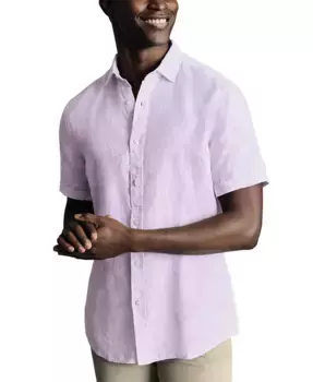 Мужская льняная рубашка на пуговицах Slim-Fit Charles Tyrwhitt, фиолетовый