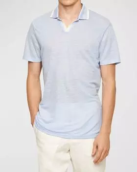 Мужская льняная рубашка-поло Felix Pique Orlebar Brown, цвет Soft Blue