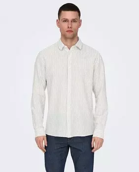 Мужская льняная рубашка с длинным рукавом Only & Sons, белый