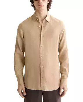 Мужская льняная рубашка с длинным рукавом на пуговицах SCOTCH & SODA, коричневый/бежевый