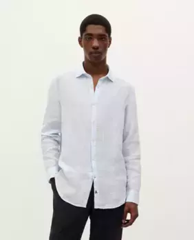 Мужская льняная рубашка с длинным рукавом в полоску Scalpers, цвет Celeste