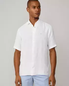 Мужская льняная рубашка с коротким рукавом на заказ Hackett, белый