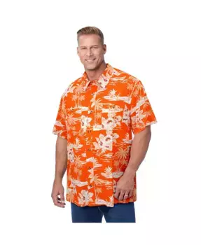 Мужская льняная рубашка с коротким рукавом KingSize, оранжевый