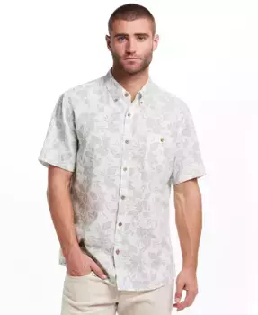 Мужская льняная рубашка с коротким рукавом и принтом Weatherproof Vintage, коричневый/бежевый