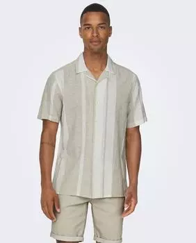 Мужская льняная рубашка с коротким рукавом Only & Sons