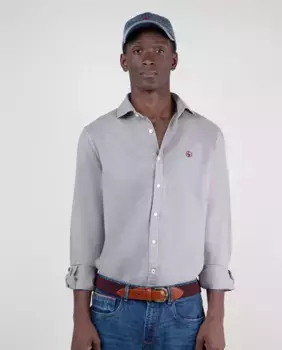 Мужская льняная рубашка с однотонным принтом El Ganso, серый