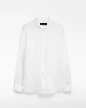 Мужская льняная рубашка с воротником Мао и полосками Adolfo Dominguez, белый