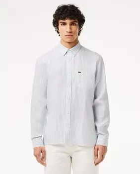 Мужская льняная рубашка стандартного кроя Lacoste, синий